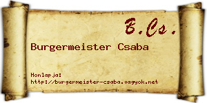 Burgermeister Csaba névjegykártya